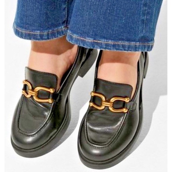 torrid Shoes - Torrid Plus Clean Loafer Chunky Heeled Women Size 10WW Black Faux Leather